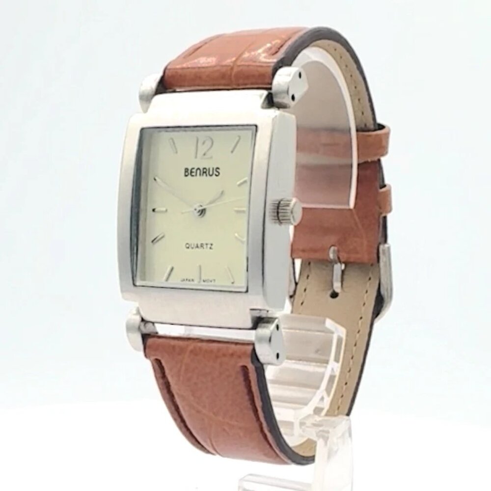 Benrus PM203BR Flex Lugs Men's Quartz Wristwatch 245 Japan Steel & Chrome